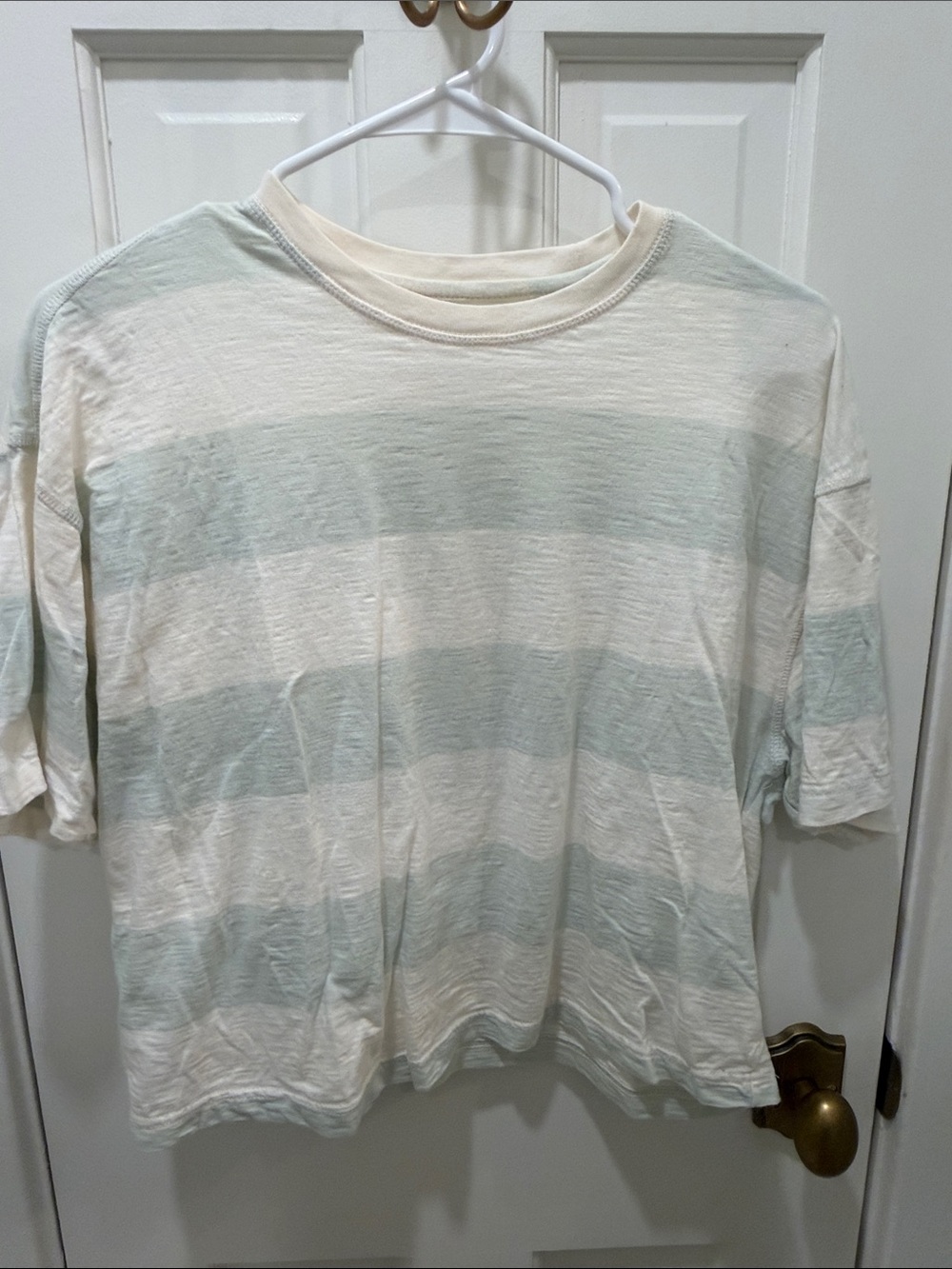 Universal Thread Pale green & Cream Striped Short-Sleeve Tee